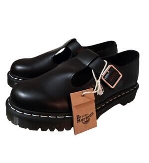 NEW Dr Doc Martens Polley Bex Mary Jane T-bar White Stitching EU42 US M9 W10